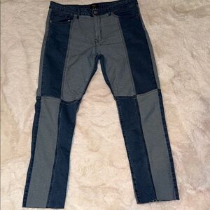 Mens 38X32 stretch fit patchwork jeans